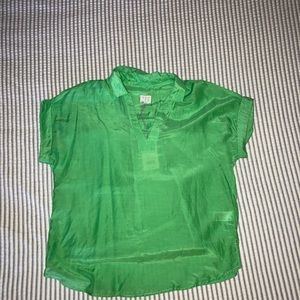 Green v-neck blouse
